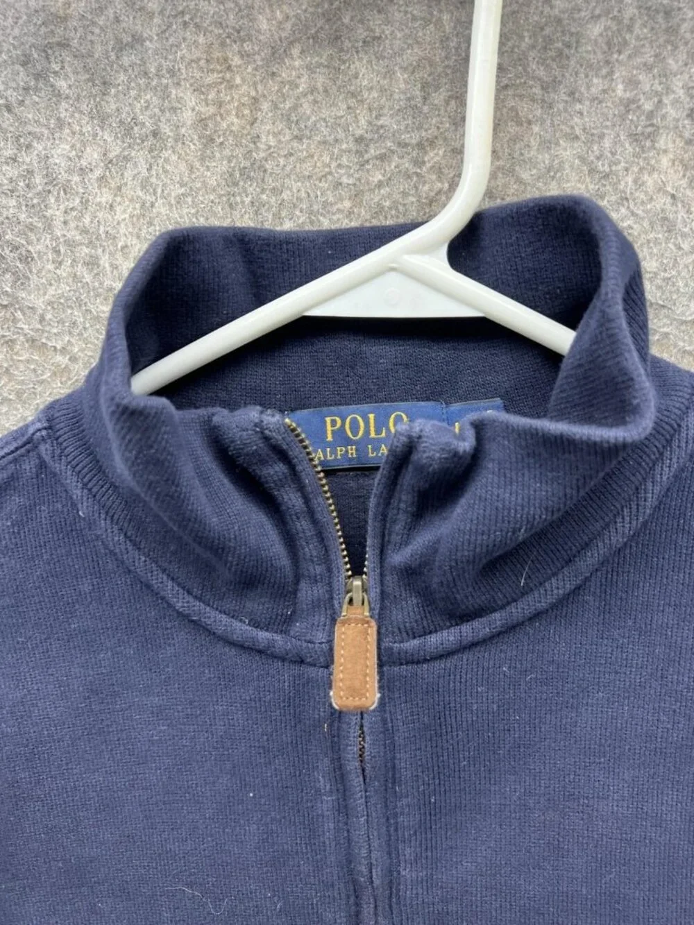 Polo Ralph Lauren Sweatshirt Mens Large Blue 1/4 Zip Mock Neck Pony Pullover